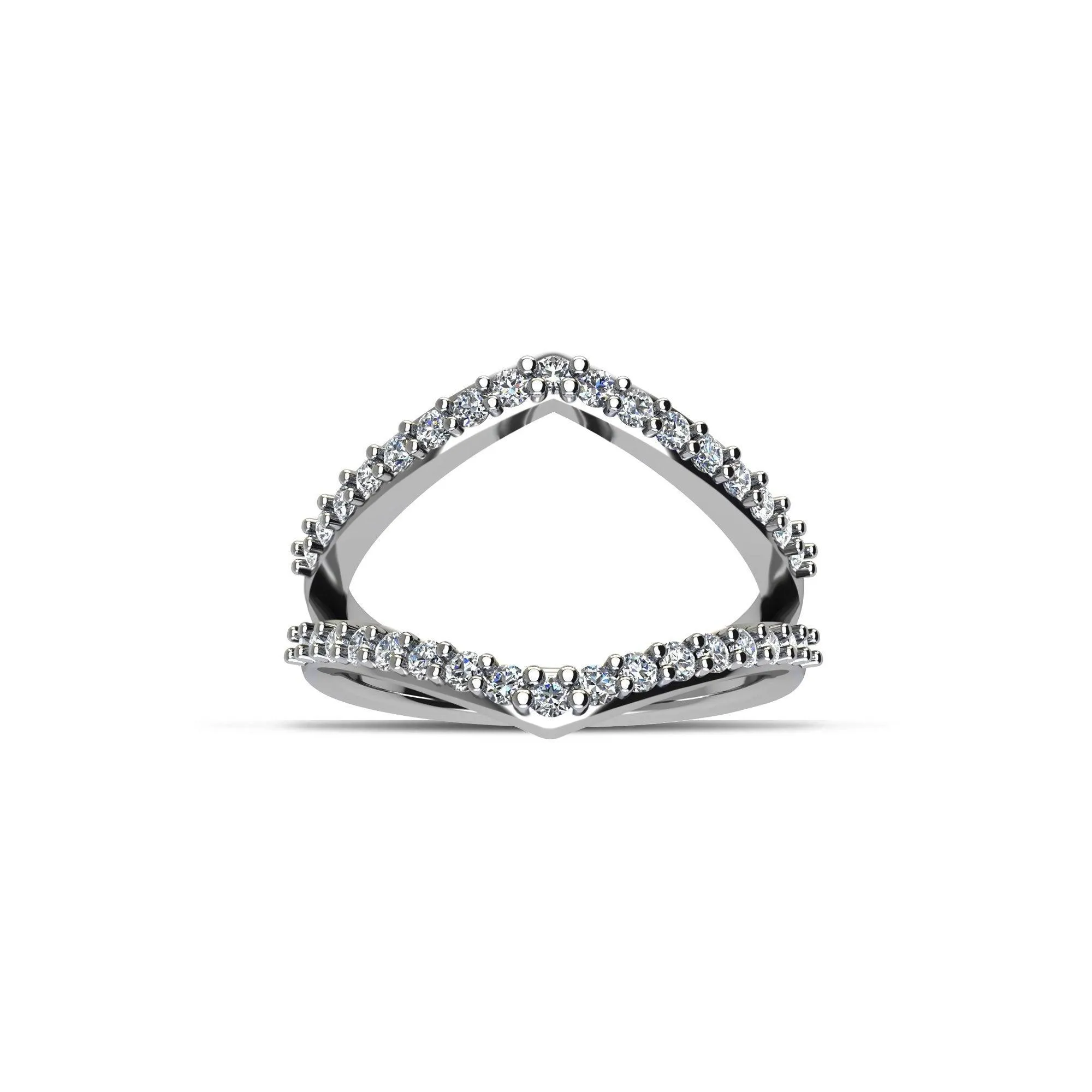 Cubic Zirconia Fashion Geometric Ring in Sterling Silver
