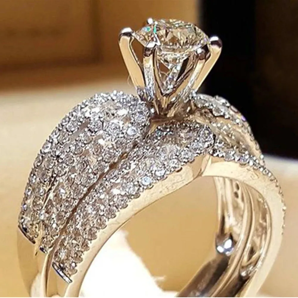 Cubic Zirconia Geometric Women Rings
