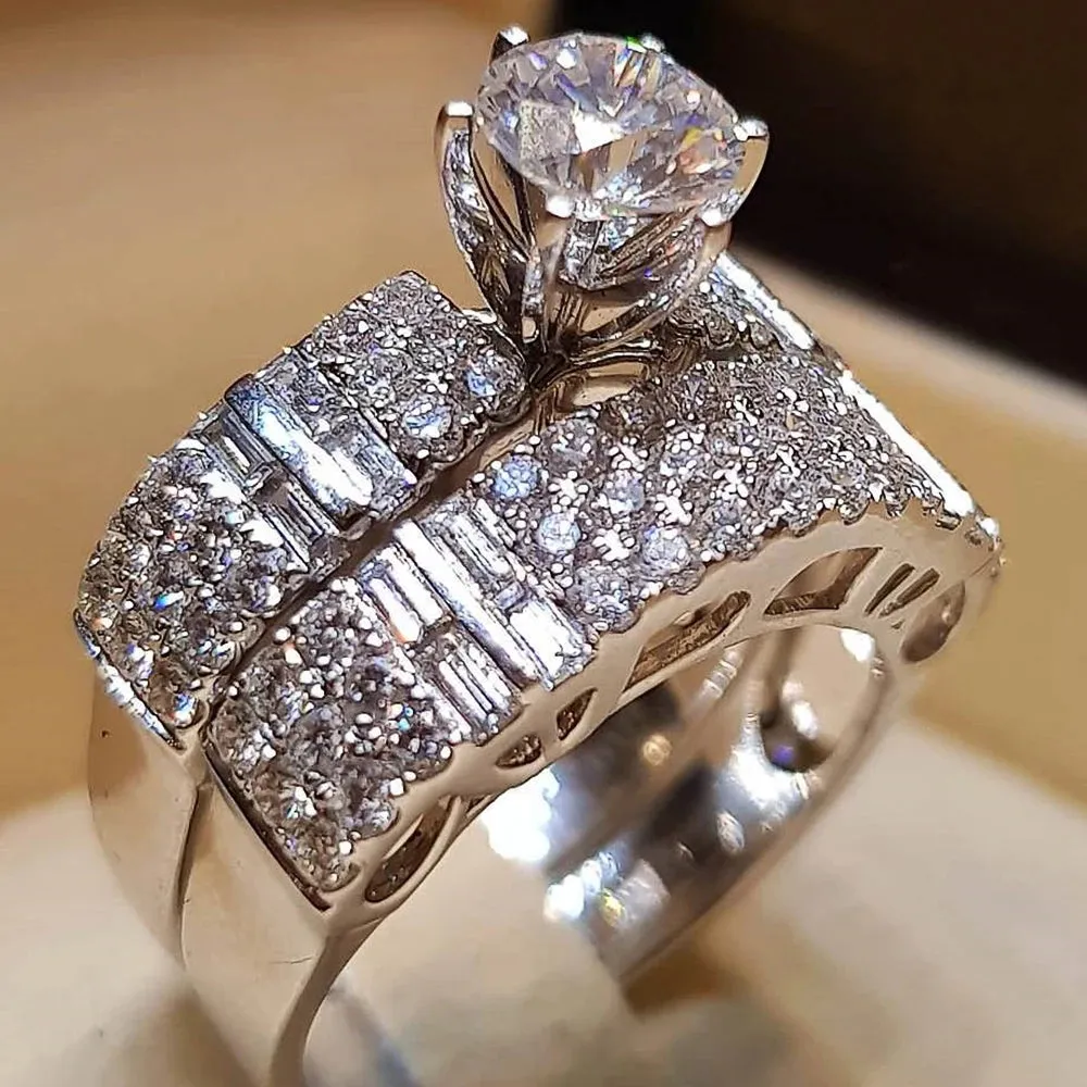 Cubic Zirconia Geometric Women Rings