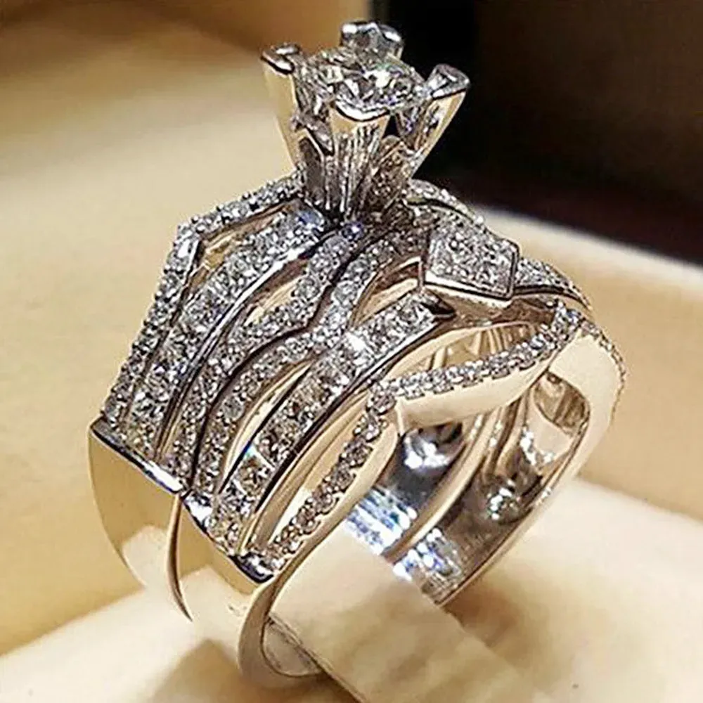 Cubic Zirconia Geometric Women Rings