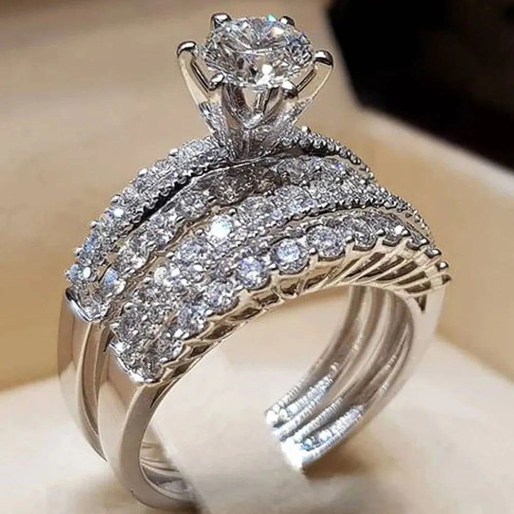 Cubic Zirconia Geometric Women Rings