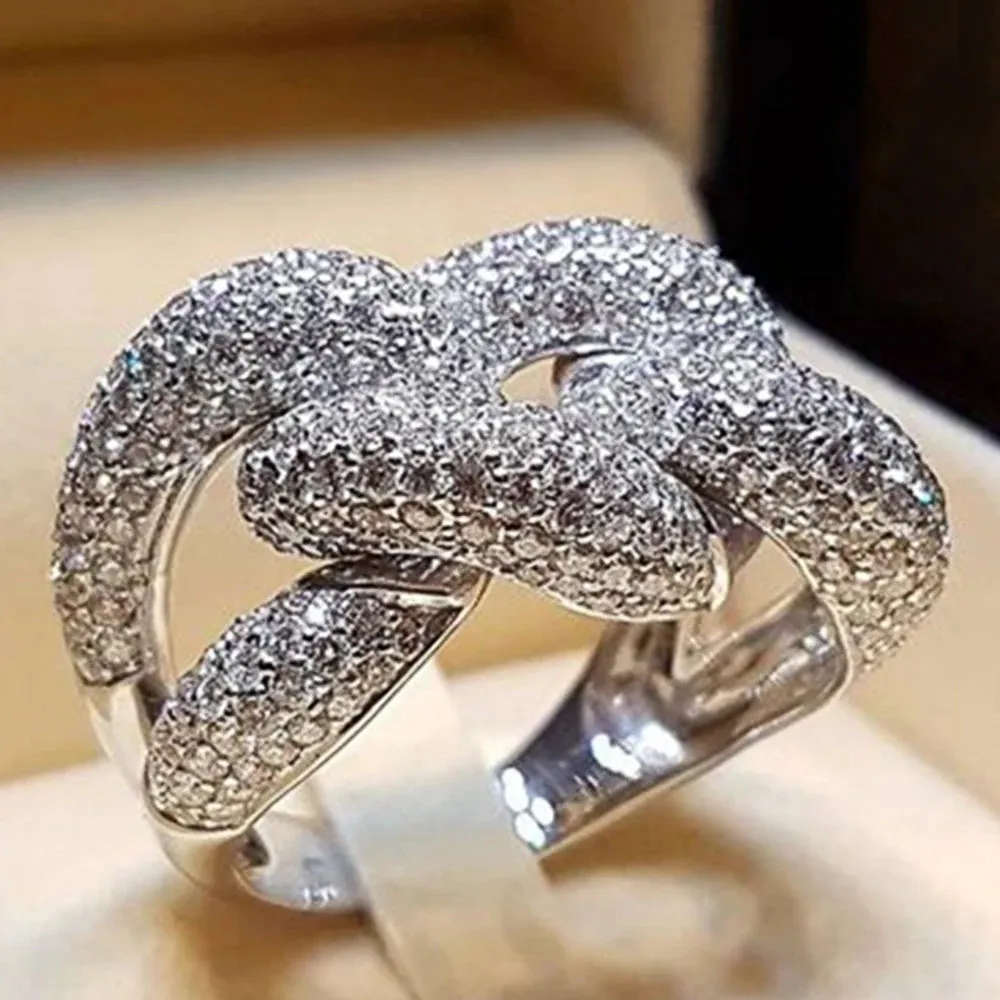 Cubic Zirconia Geometric Women Rings
