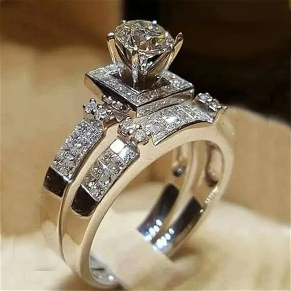 Cubic Zirconia Geometric Women Rings