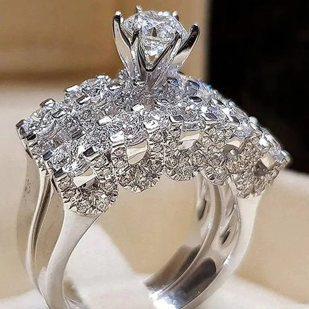 Cubic Zirconia Geometric Women Rings