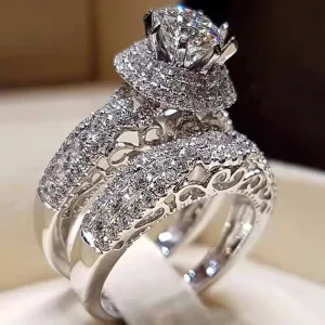 Cubic Zirconia Geometric Women Rings