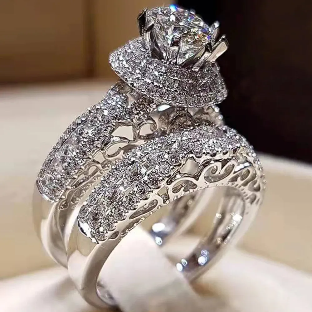 Cubic Zirconia Geometric Women Rings