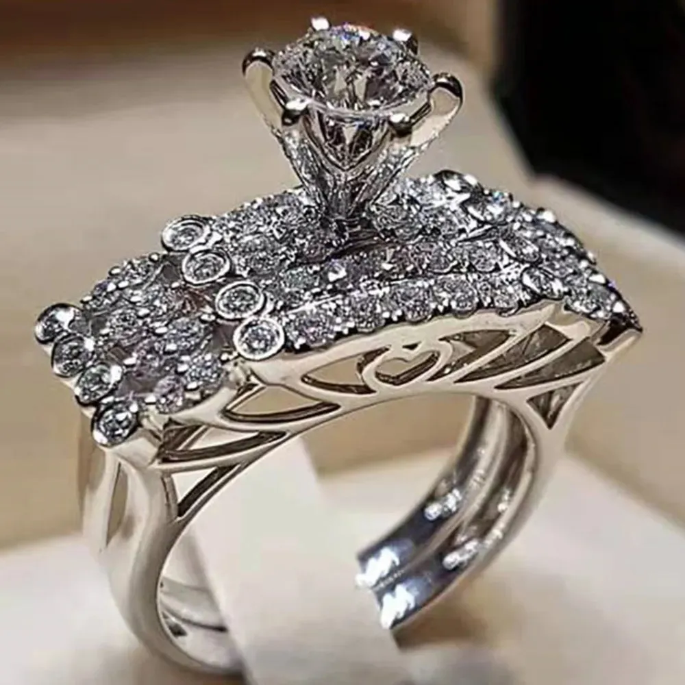 Cubic Zirconia Geometric Women Rings