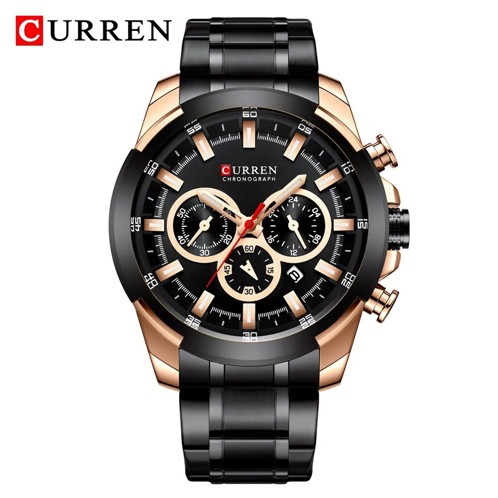 CURREN Brand Watches Stainless Steel Men Sport Quartz Wrist Watch Men Business Chronograph Fashion Military Waterproof Watch