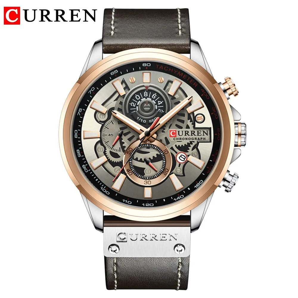 CURREN Mens Watches Fashion Leather Sport Quartz Watch Men Top Brand Luxury Waterproof Military Chronograph Relogio Masculino