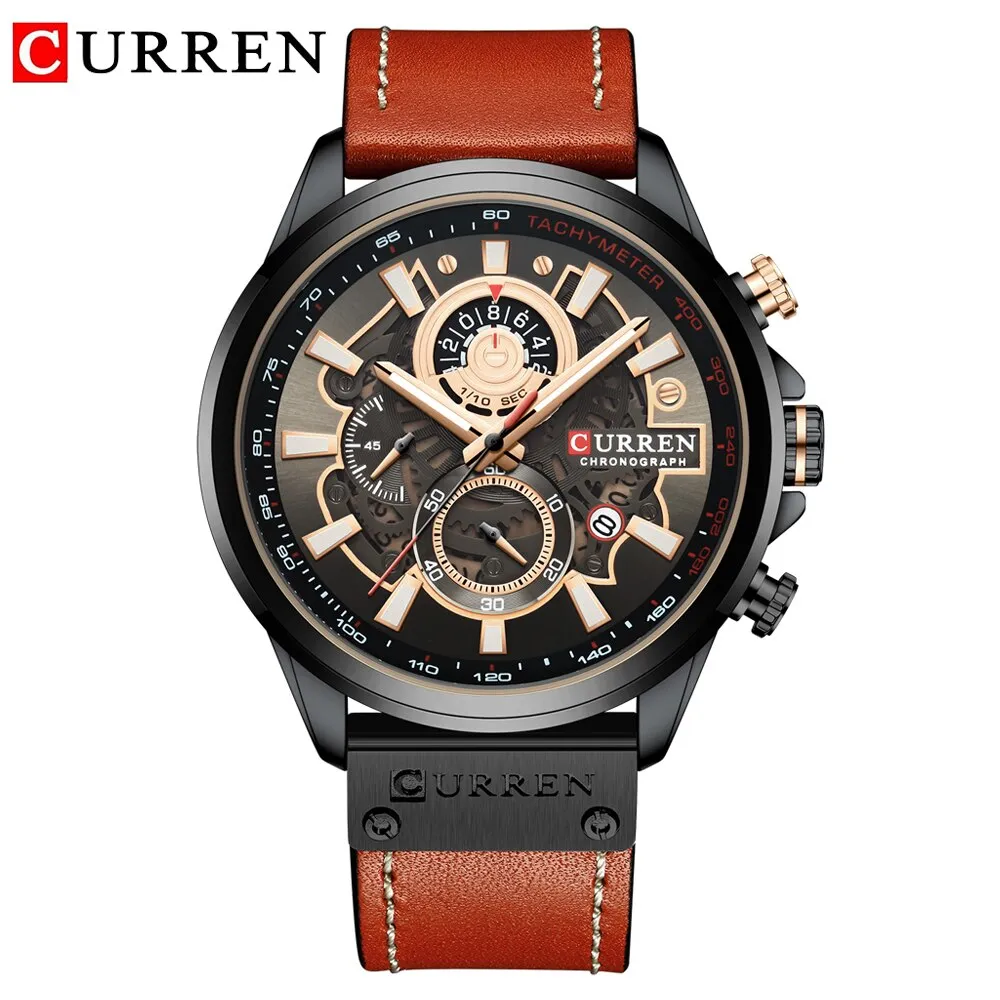 CURREN Mens Watches Fashion Leather Sport Quartz Watch Men Top Brand Luxury Waterproof Military Chronograph Relogio Masculino