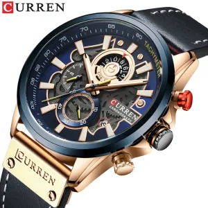 CURREN Mens Watches Fashion Leather Sport Quartz Watch Men Top Brand Luxury Waterproof Military Chronograph Relogio Masculino