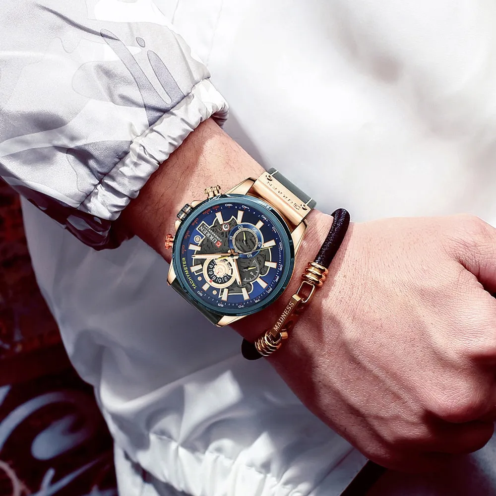 CURREN Mens Watches Fashion Leather Sport Quartz Watch Men Top Brand Luxury Waterproof Military Chronograph Relogio Masculino