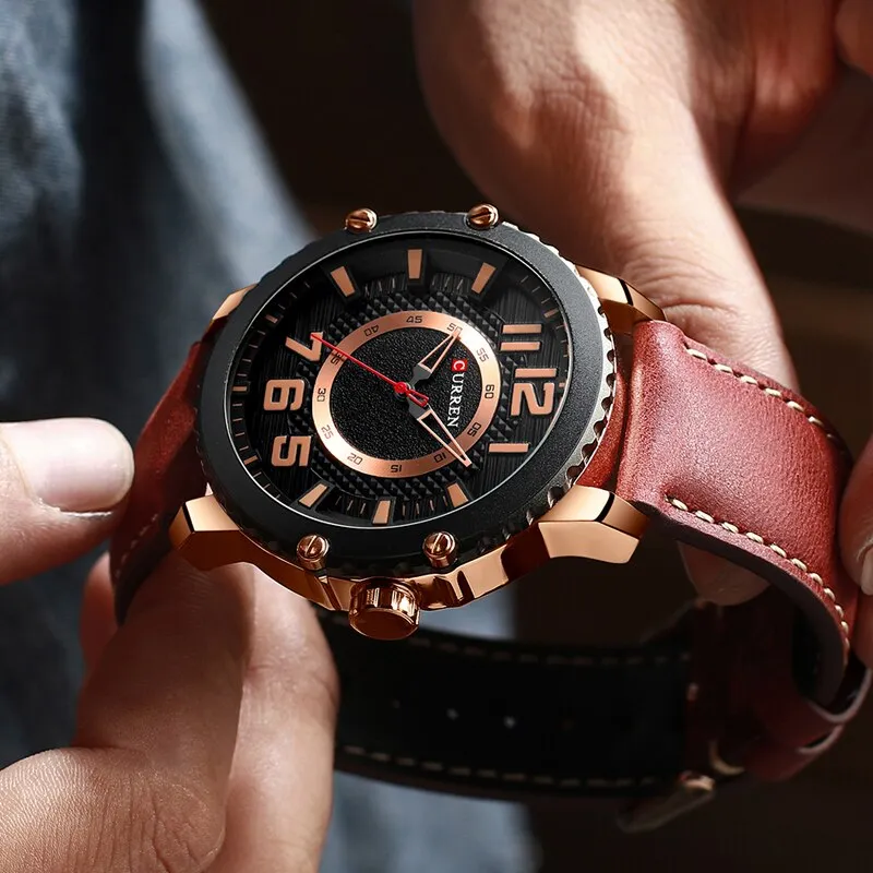CURREN Watch Top Luxury Brand Fashion Sport Quartz Wristwatch Leather Mens Watches Waterproof Army Military Clock
