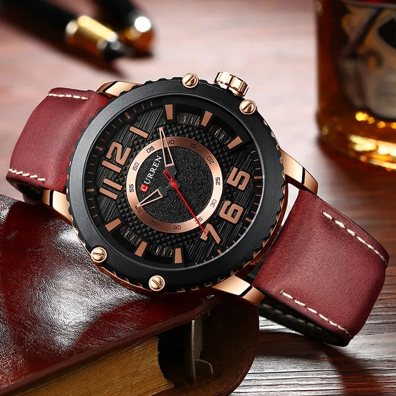 CURREN Watch Top Luxury Brand Fashion Sport Quartz Wristwatch Leather Mens Watches Waterproof Army Military Clock