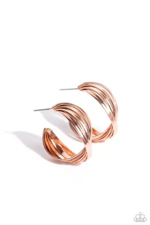 Curvy and Worthy - Copper - Twisted Bar Paparazzi Hoop Earrings