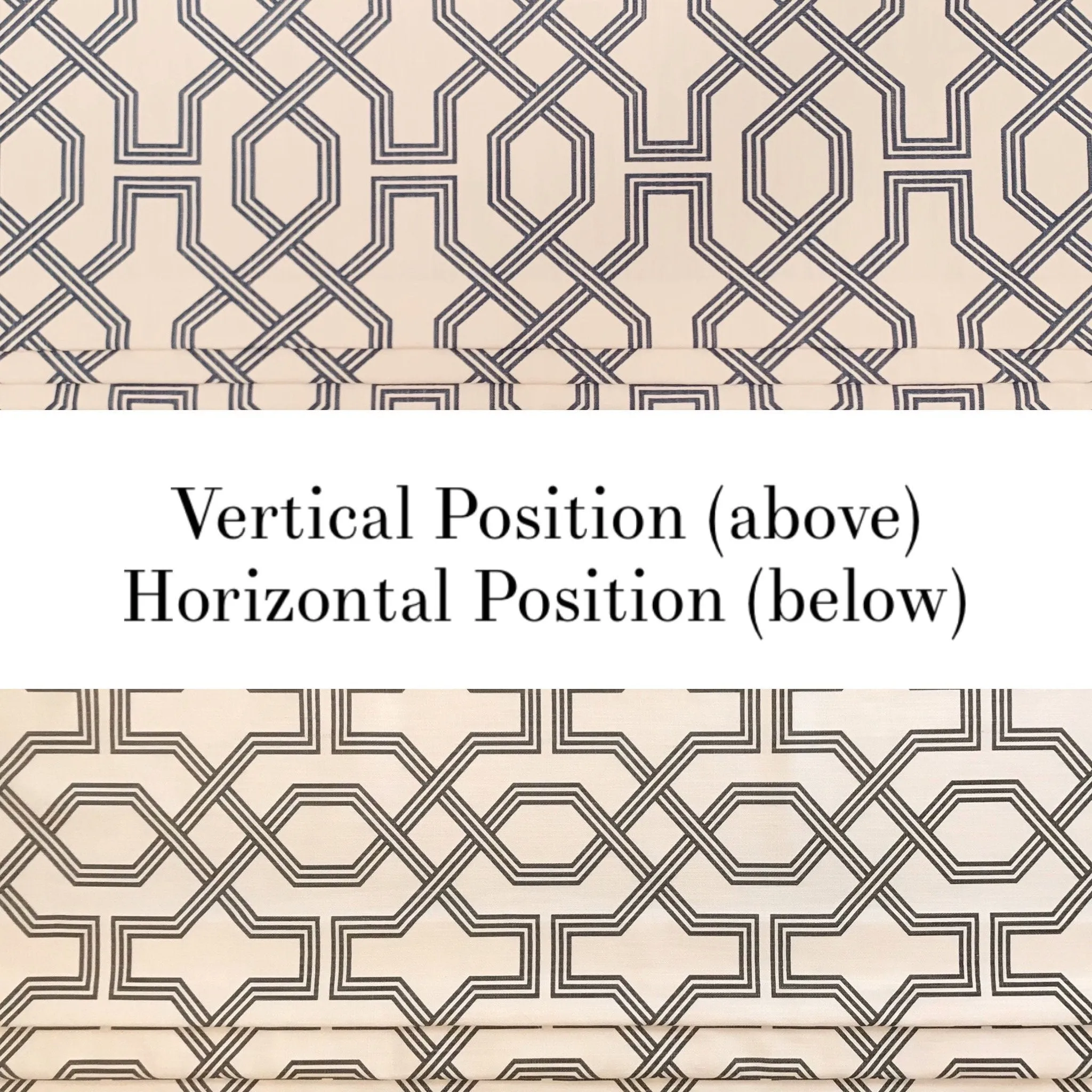 Custom Made Faux Roman Shade Valance, Ander Blue, Graphite Grey or Pewter & White Print on Premium Cotton Linen, Fully Lined