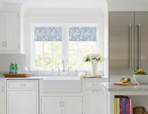 Custom-Made Straight Valance in Indigo Blue and White or Grey and White Print, Fully Lined, 100% Cotton, Modern Valance