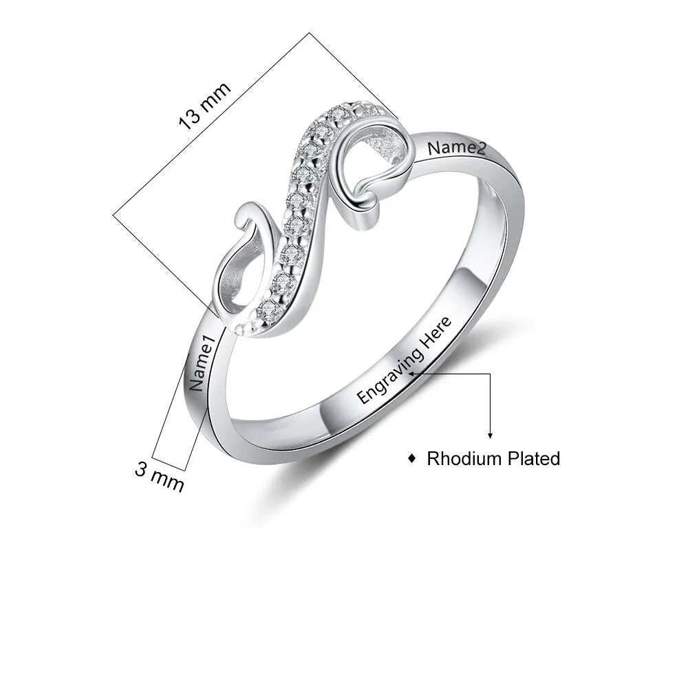 Customized Geometric Style Engraved Name Ring For Women