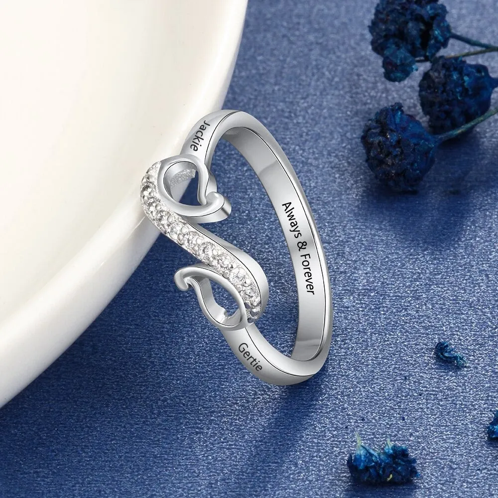 Customized Geometric Style Engraved Name Ring For Women