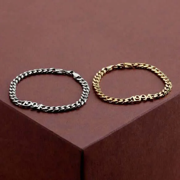 Customized Number Bracelet for Men Solid Silver Miami Cuban Chain