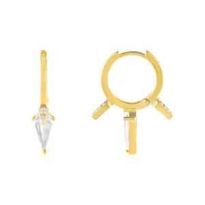 CZ Teardrop Spike Huggie Earring