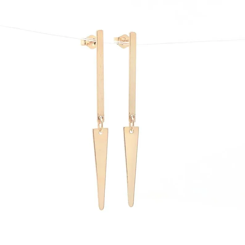 Dangling Spike Gold Fill Post Earrings