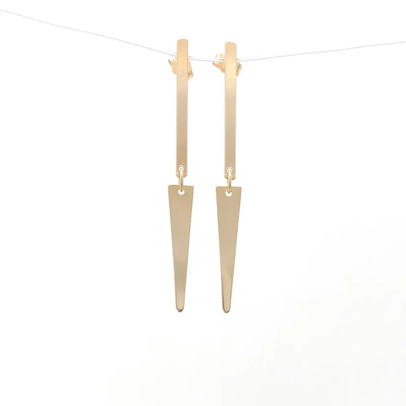 Dangling Spike Gold Fill Post Earrings