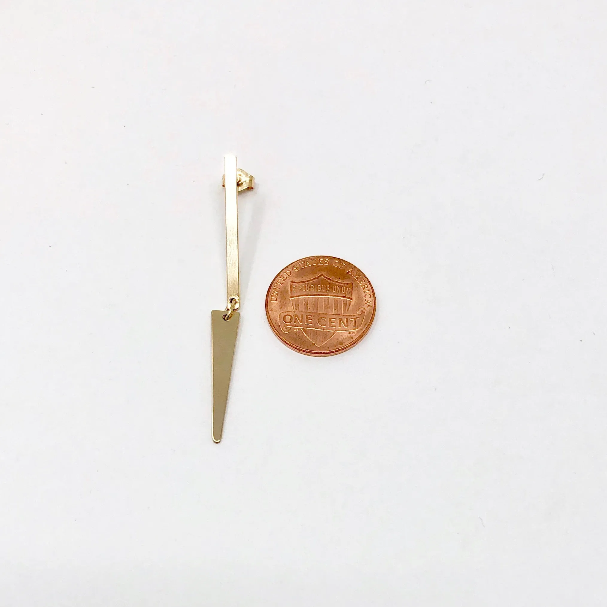 Dangling Spike Gold Fill Post Earrings
