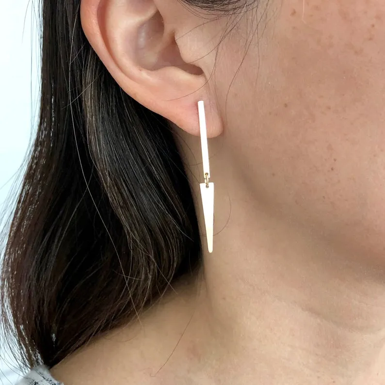 Dangling Spike Gold Fill Post Earrings