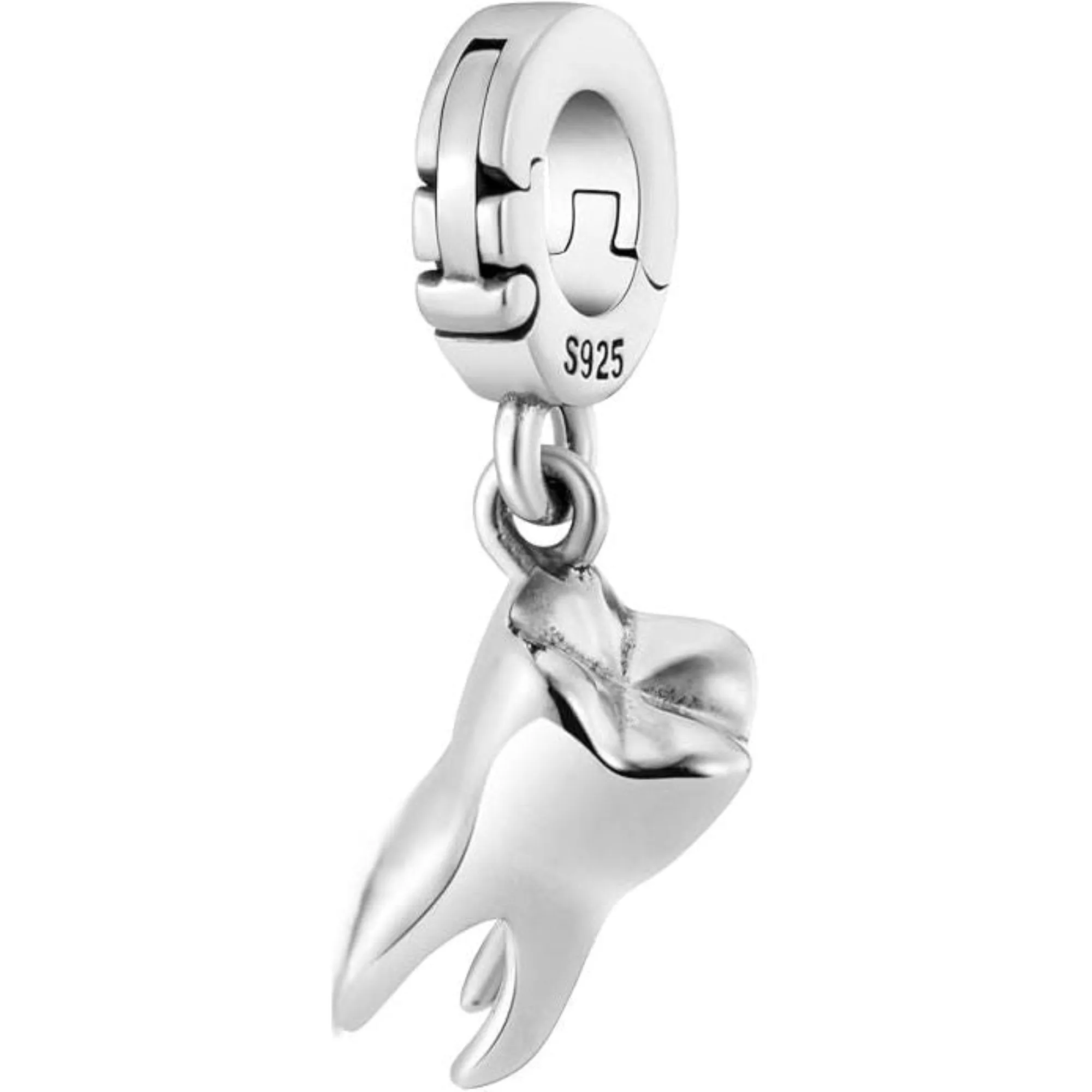 Dangling Tooth Molar Dentist Clip On Dangle Pendant Charm