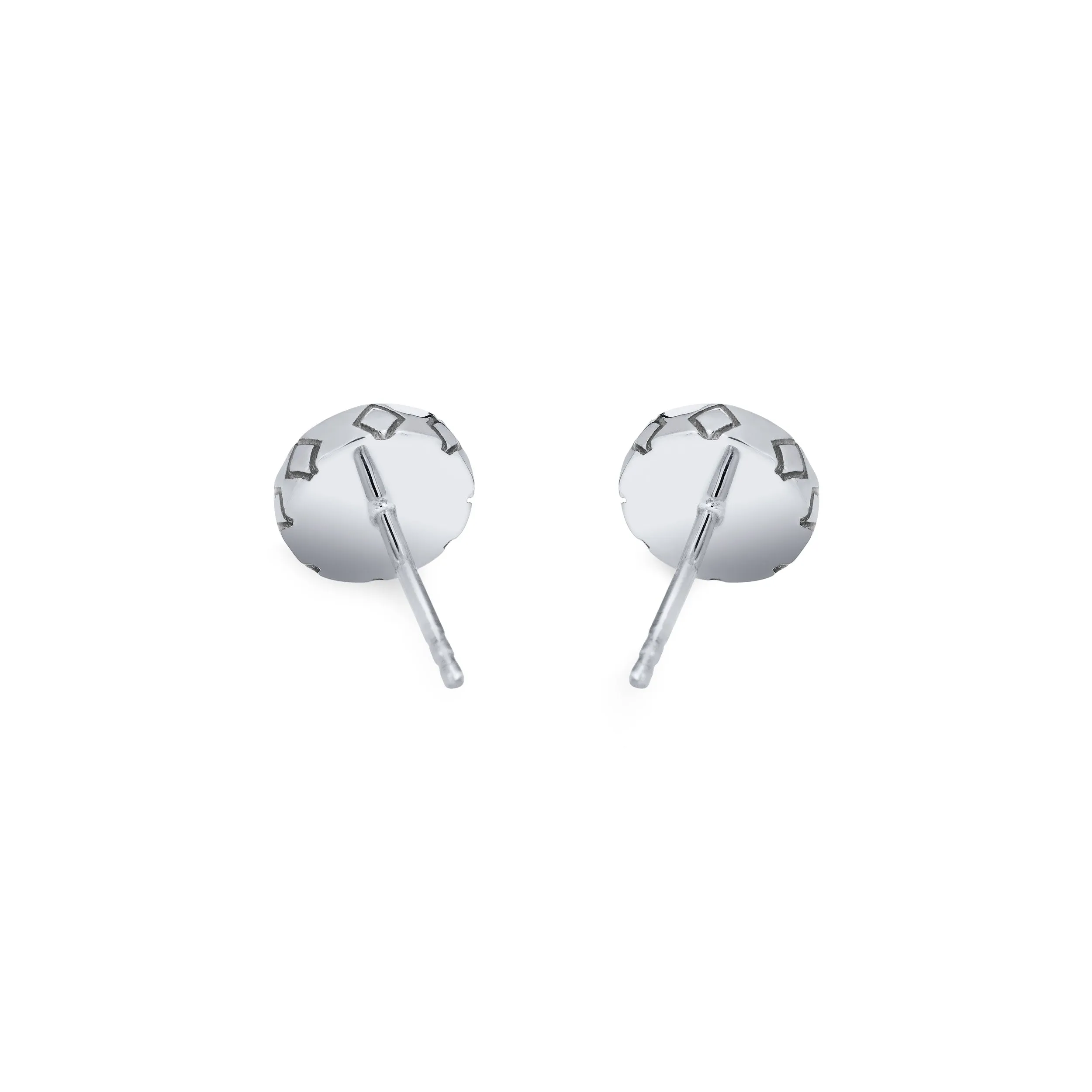 Detailed Circle Stud Cremation Earrings in 14K White Gold