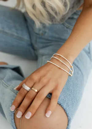 Dia Sterling Silver Bracelet Set - Gold Beaded
