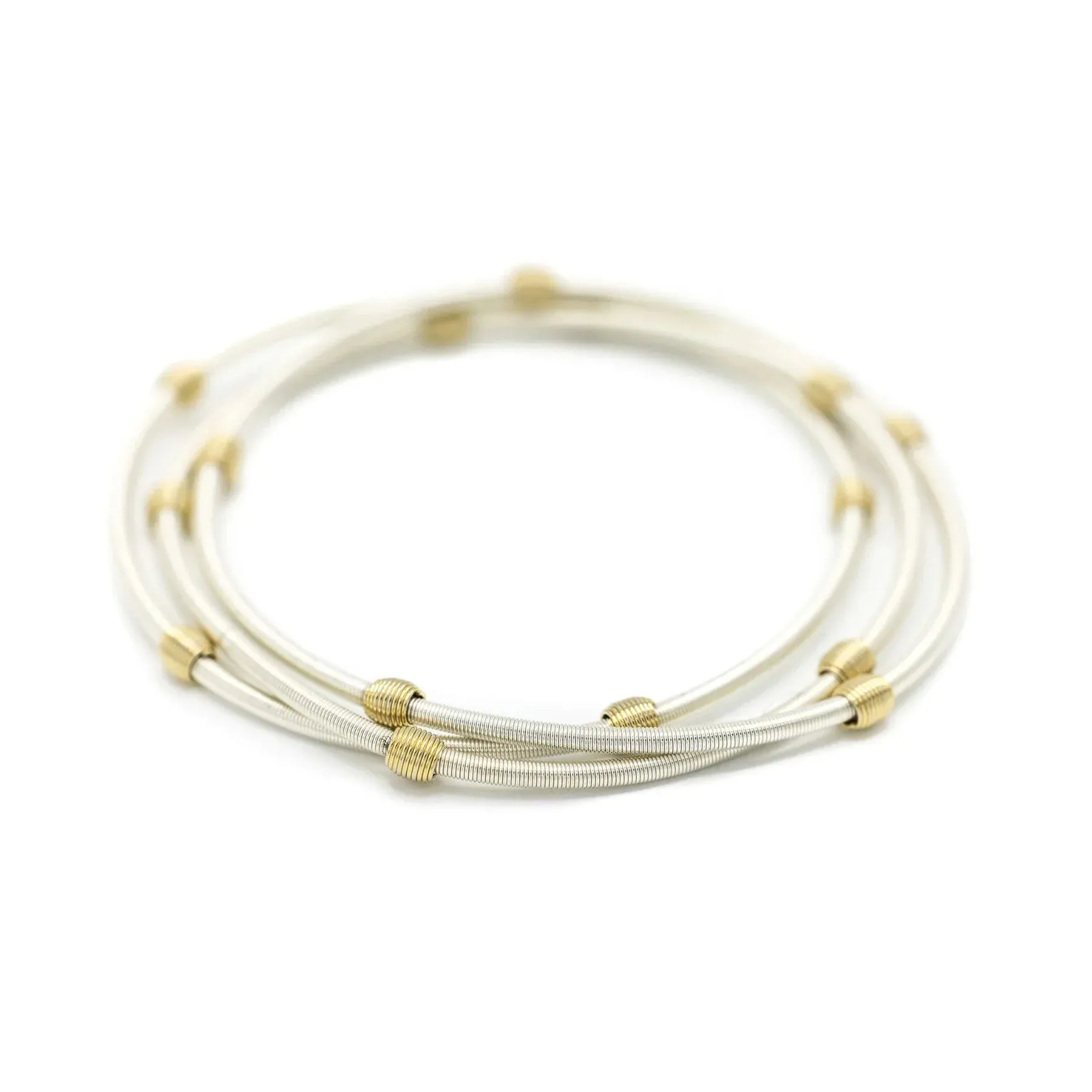 Dia Sterling Silver Bracelet Set - Gold Beaded
