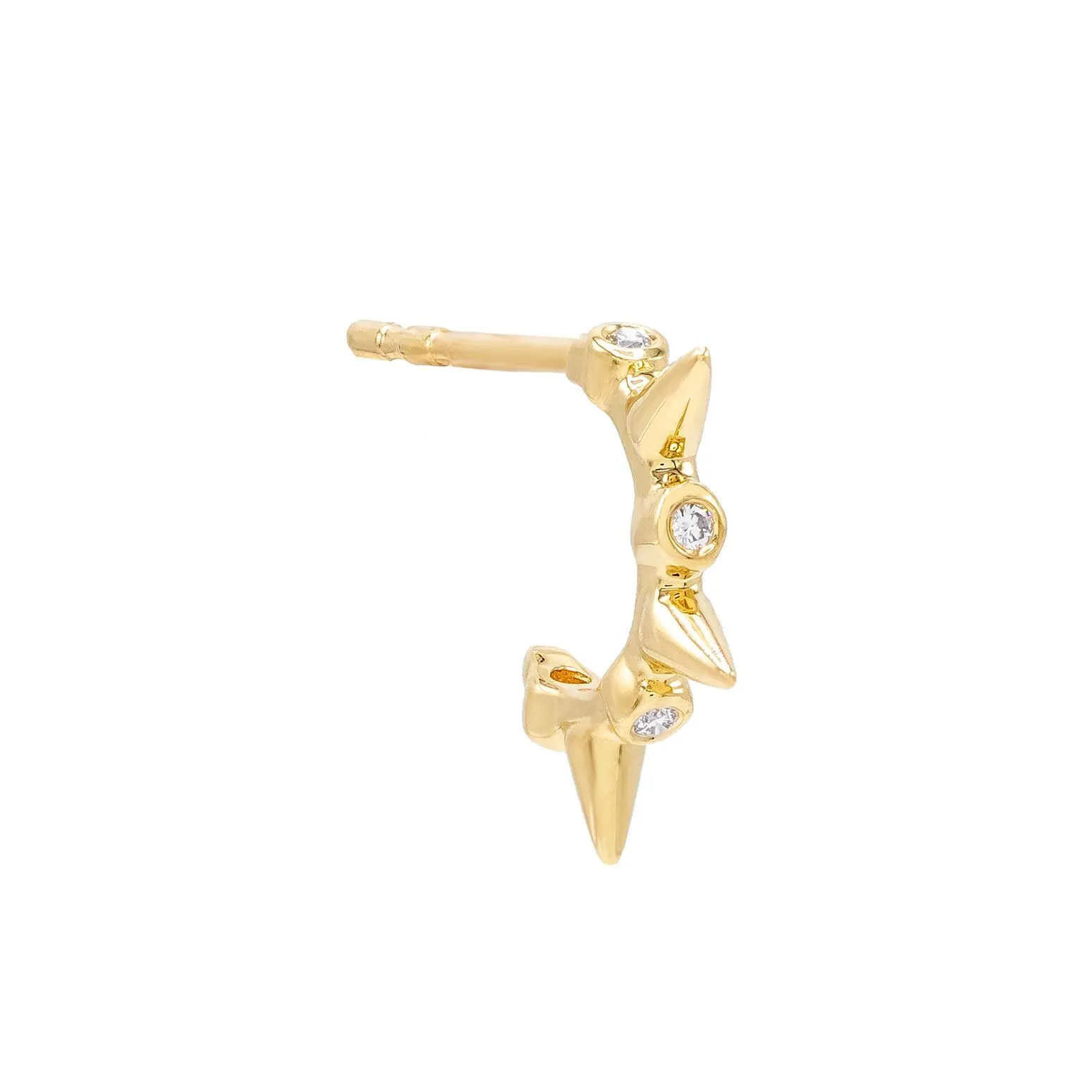 Diamond Bezel Spike Hoop Earring 14K