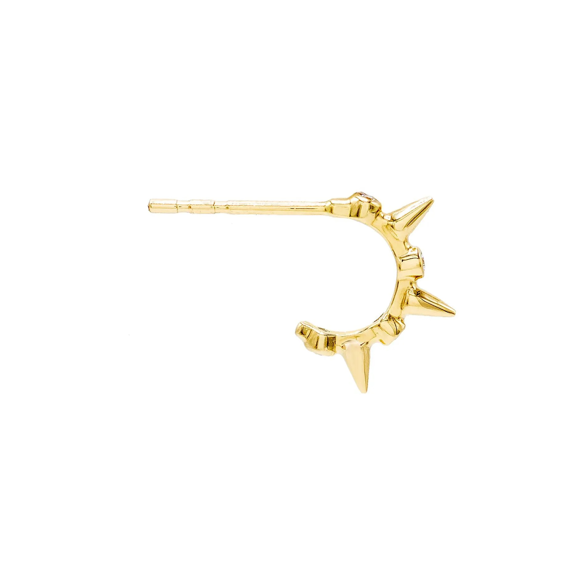 Diamond Bezel Spike Hoop Earring 14K