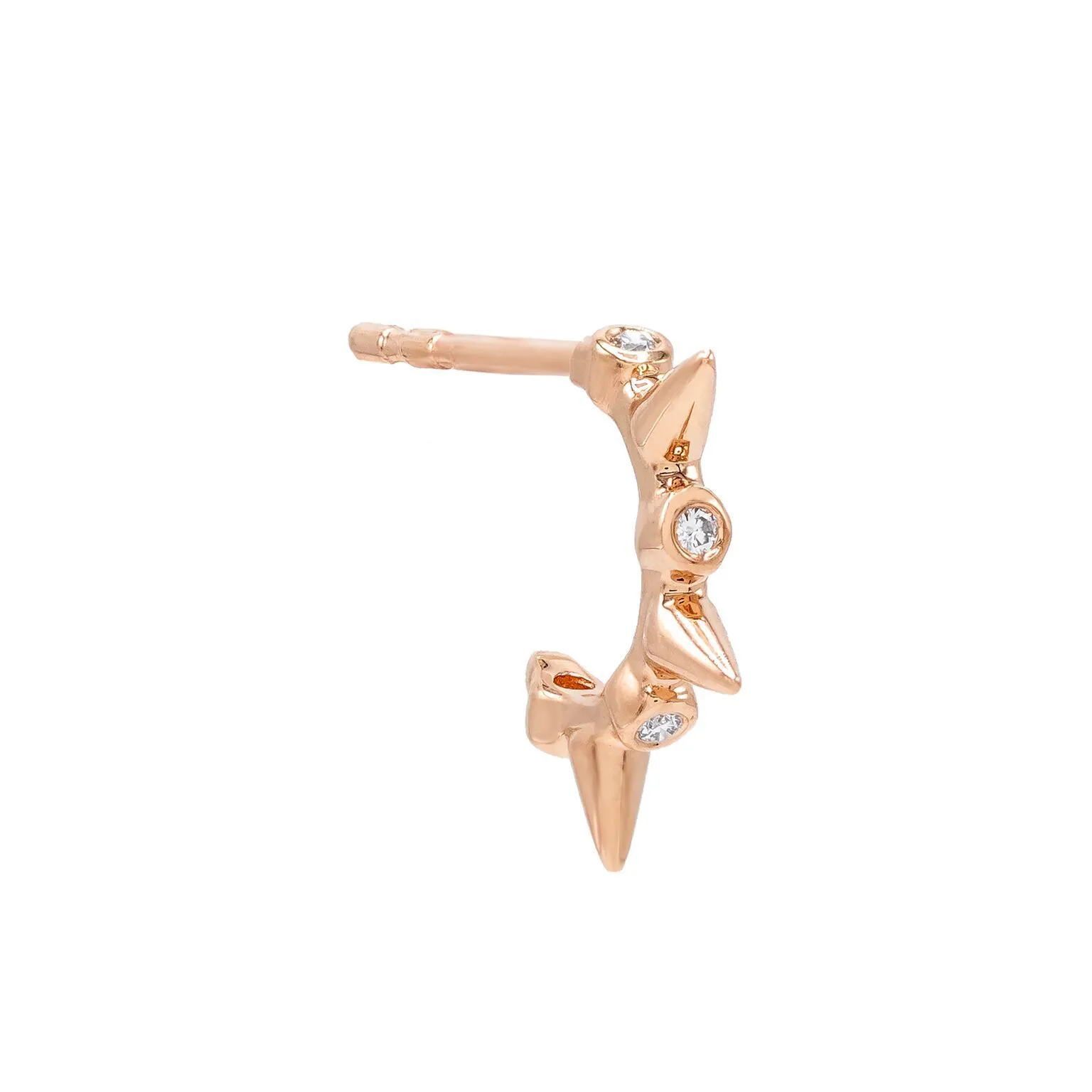 Diamond Bezel Spike Hoop Earring 14K