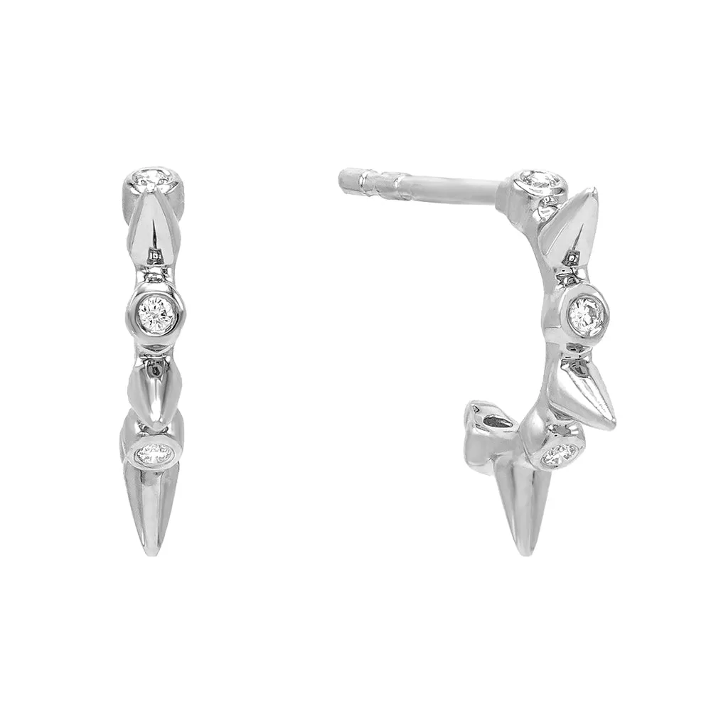Diamond Bezel Spike Hoop Earring 14K