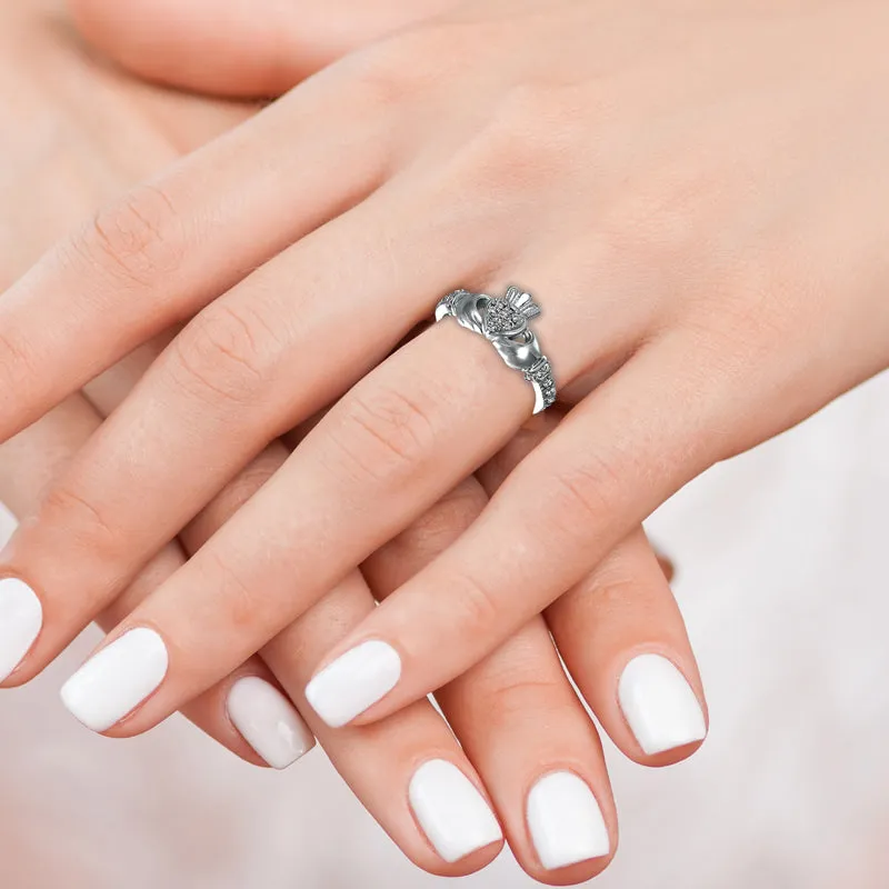 DIAMOND CROWN HEART RING 14K GOLD (0.25 CTW)