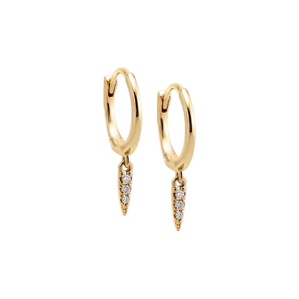 Diamond Dangling Spike Huggie Earring 14K