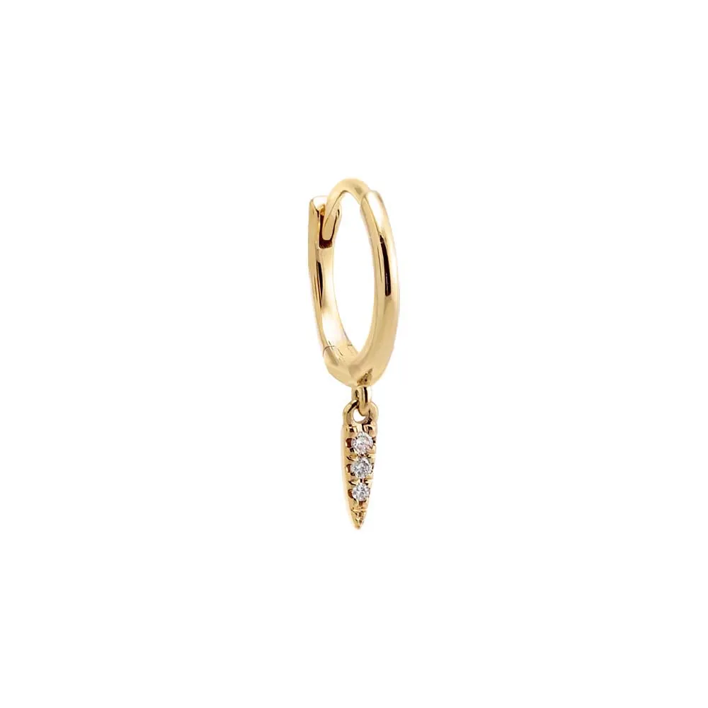 Diamond Dangling Spike Huggie Earring 14K