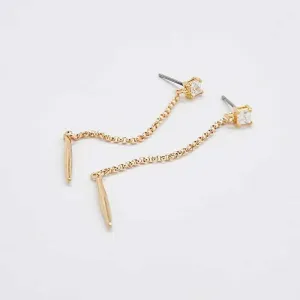 Diamond Gold Spike Drop Earrings