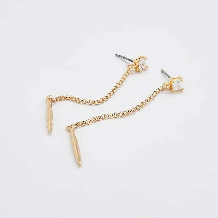 Diamond Gold Spike Drop Earrings
