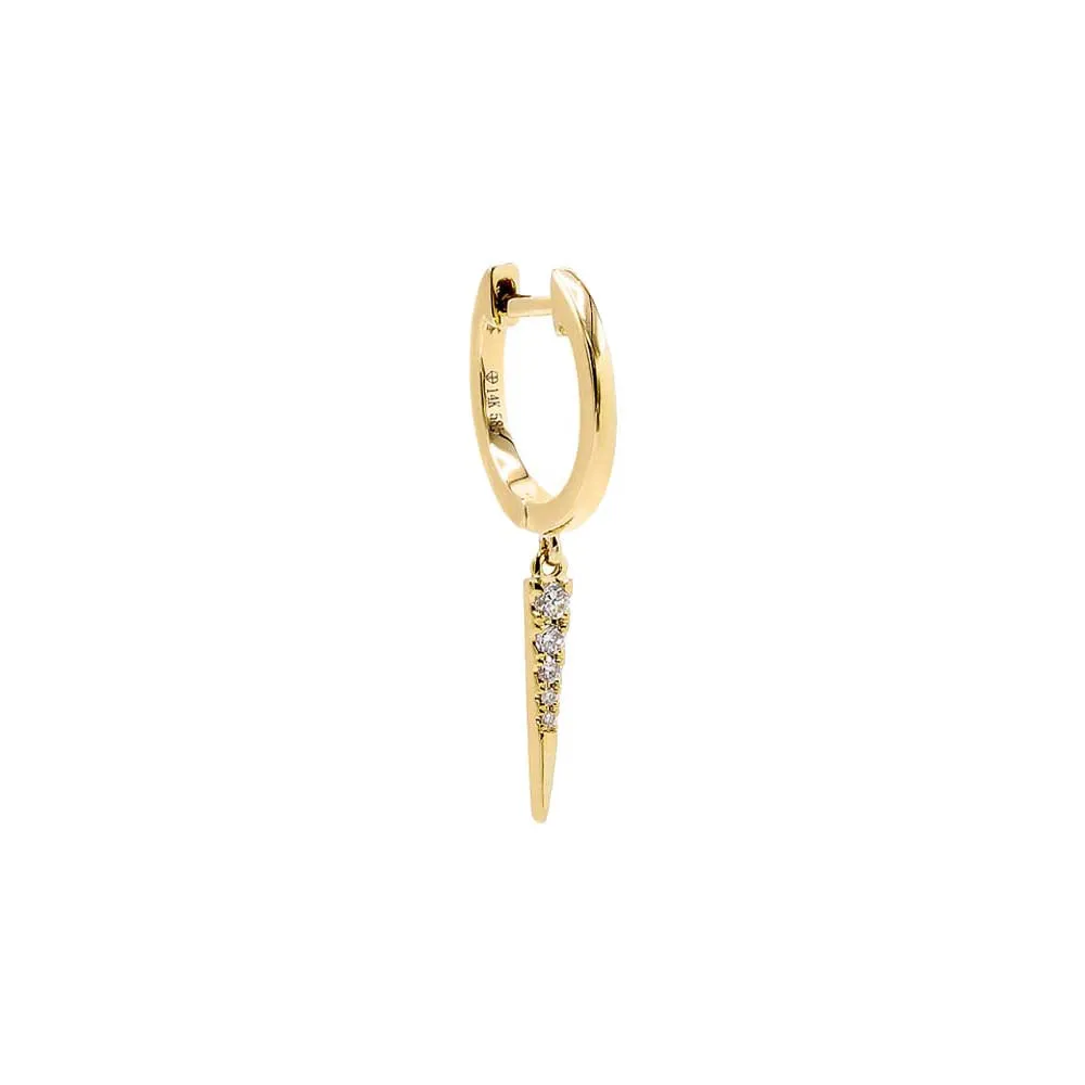 Diamond Long Spike Huggie Earring 14K