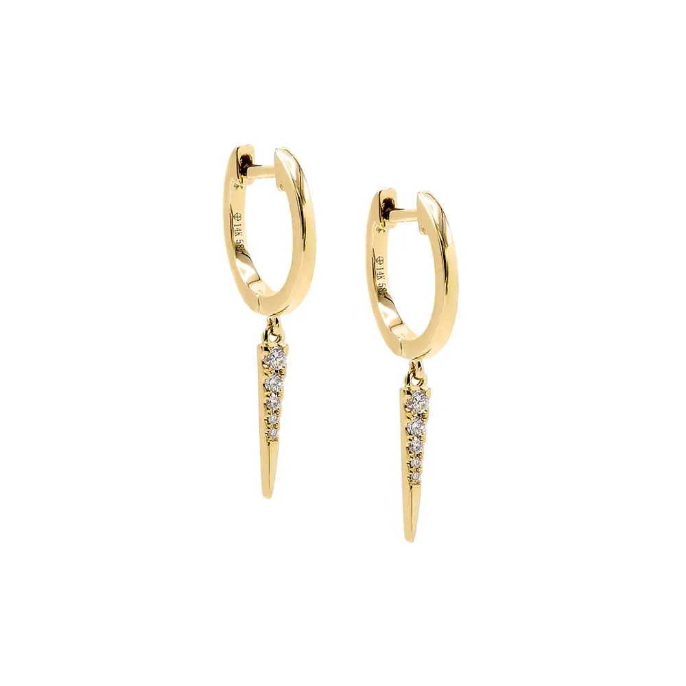 Diamond Long Spike Huggie Earring 14K