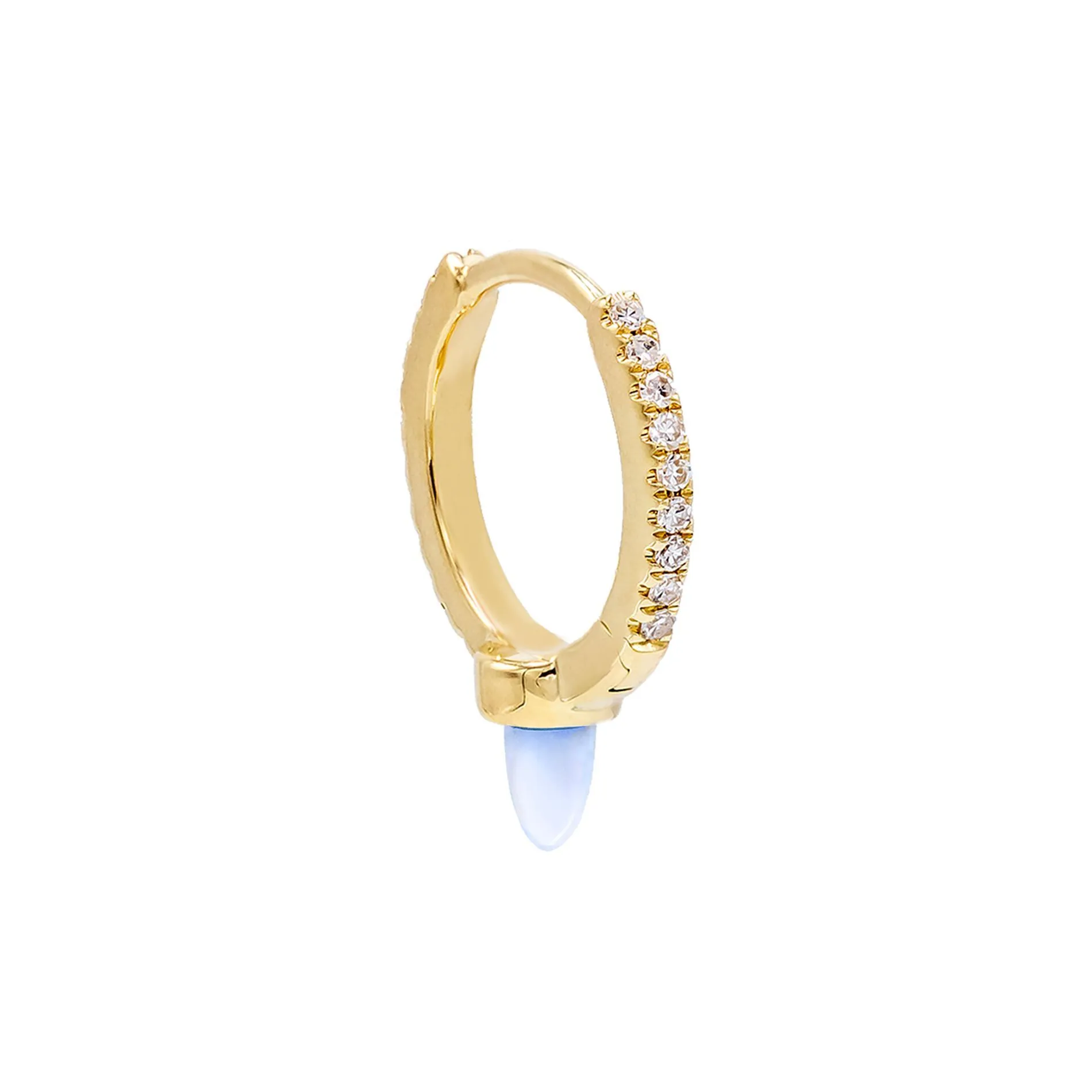 Diamond Opal Spike Huggie Earring 14K