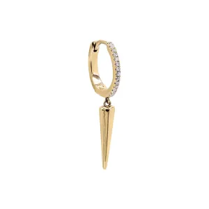 Diamond Pave Dangling Spike Huggie Earring 14K
