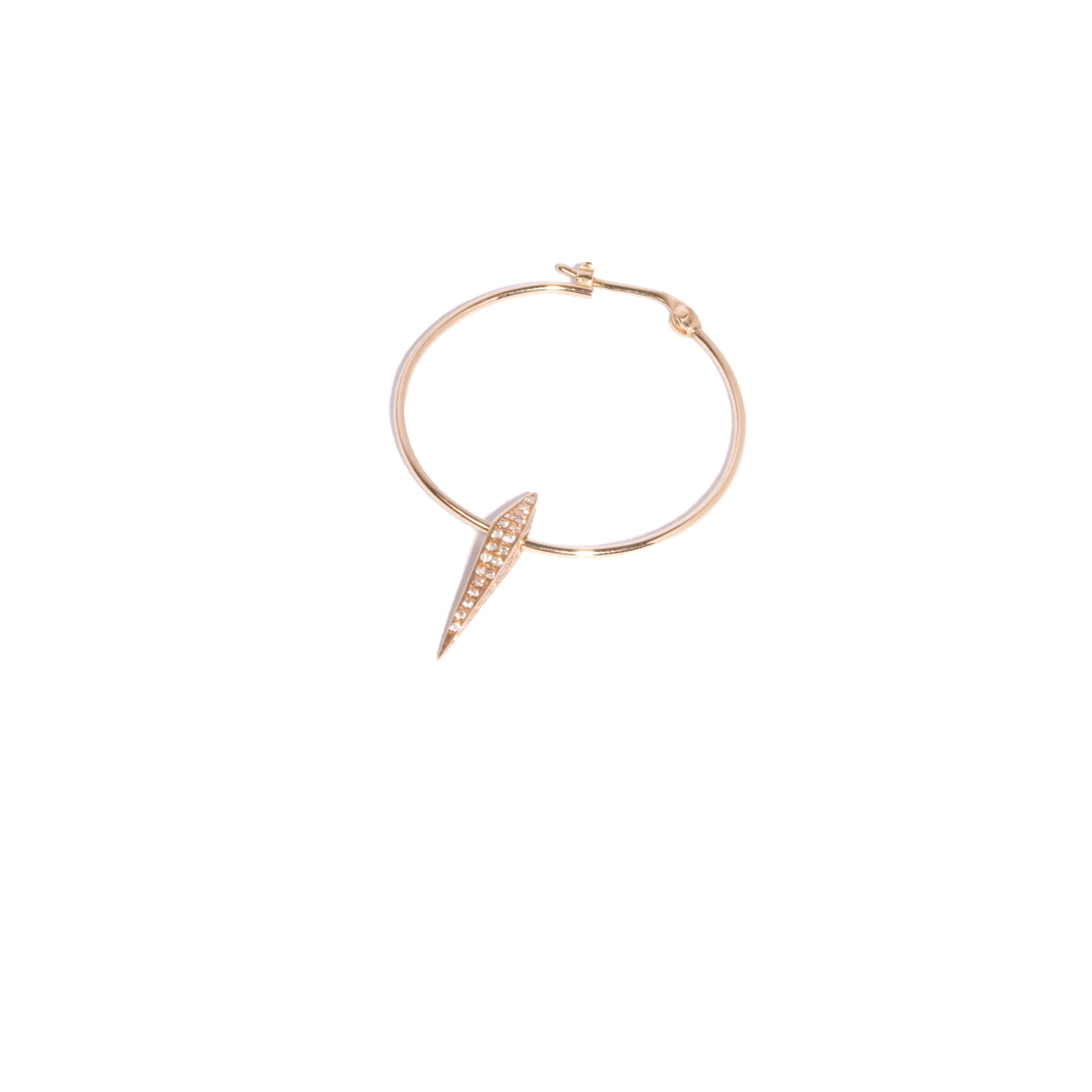 Diamond-Pave Pyramid Charm Hoop