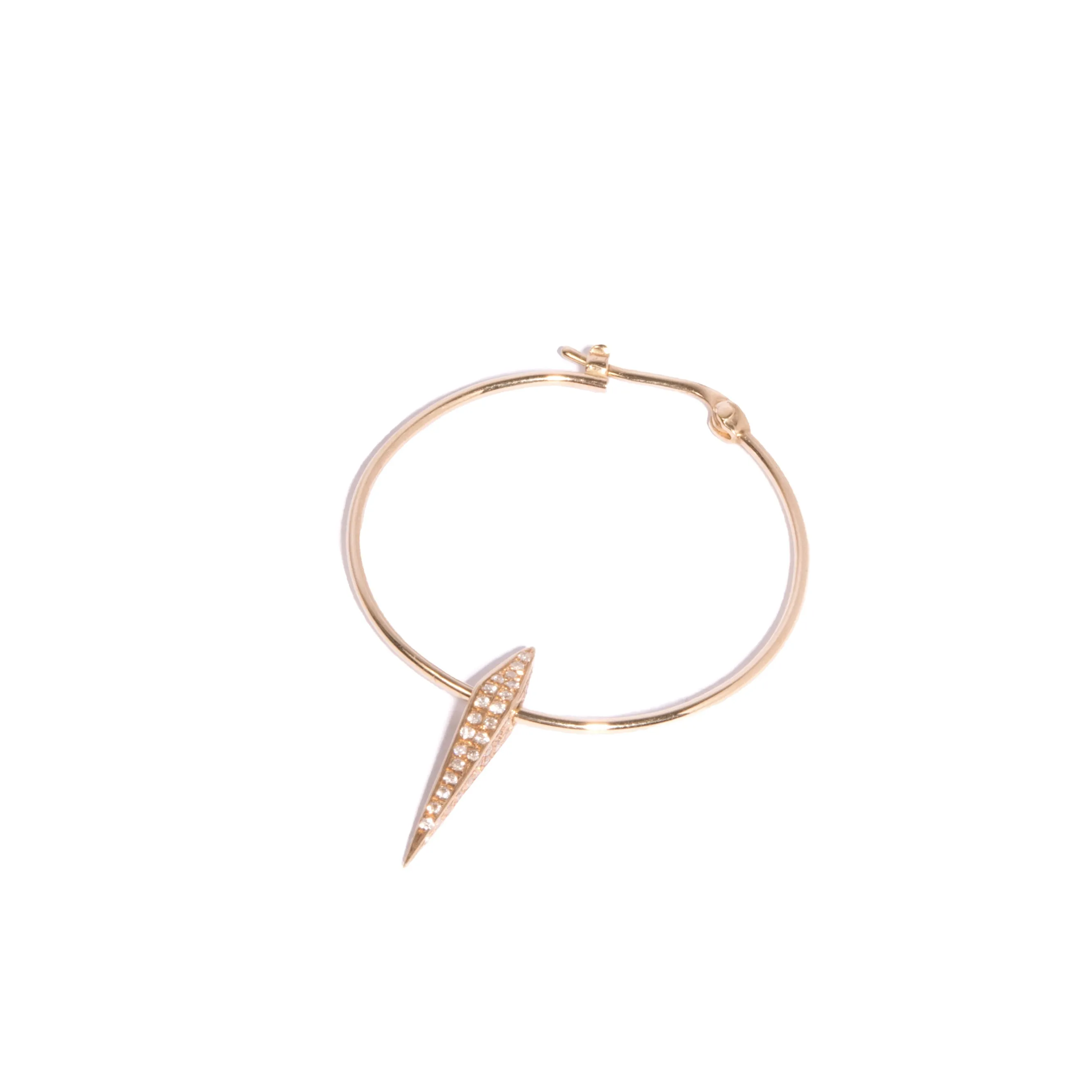 Diamond-Pave Pyramid Charm Hoop