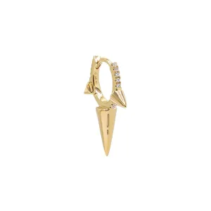 Diamond Pave Triple Spike Huggie Earring 14K
