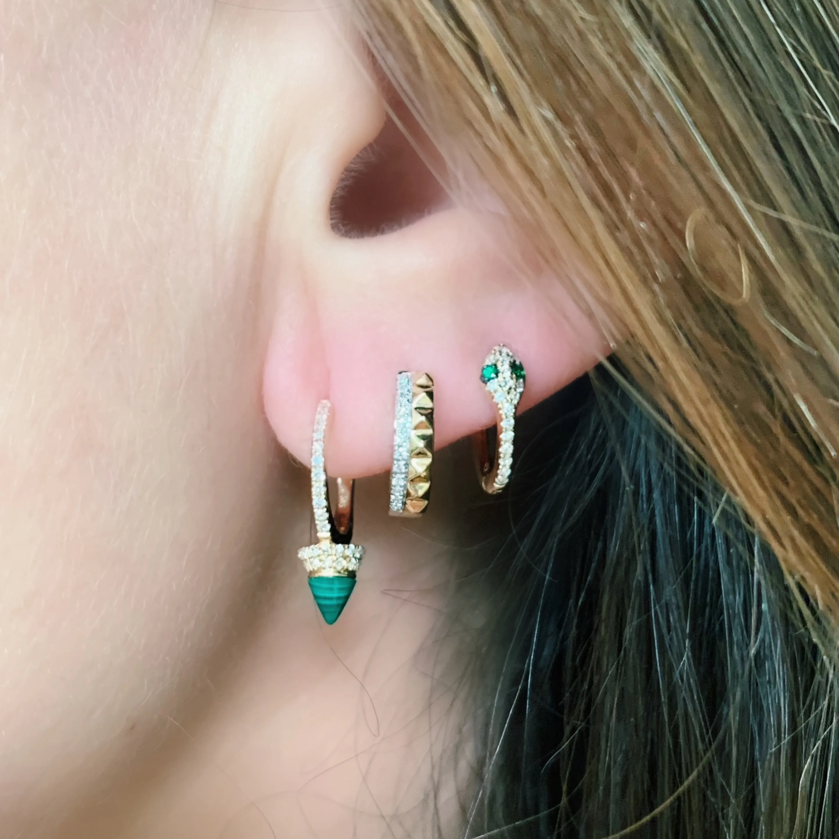 Diamond Spike Duo Huggie Earrings